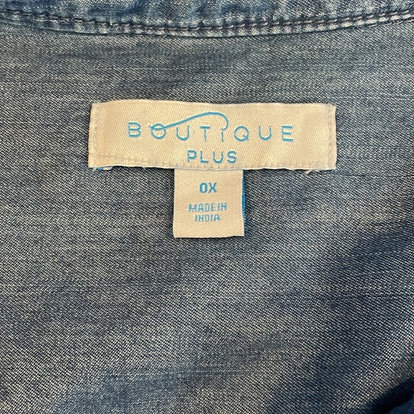Boutique Plus, Woman’s Denim Button Down Shirt, Sz OX - Picture 3 of 7